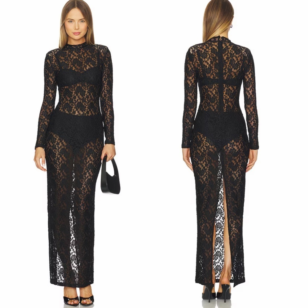 Nookie Roxana Long Sleeve Gown in Black